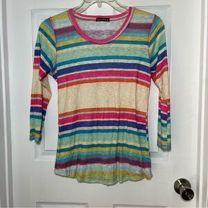 David Cline Multicolor Striped Bracelet Length Sleeve Top